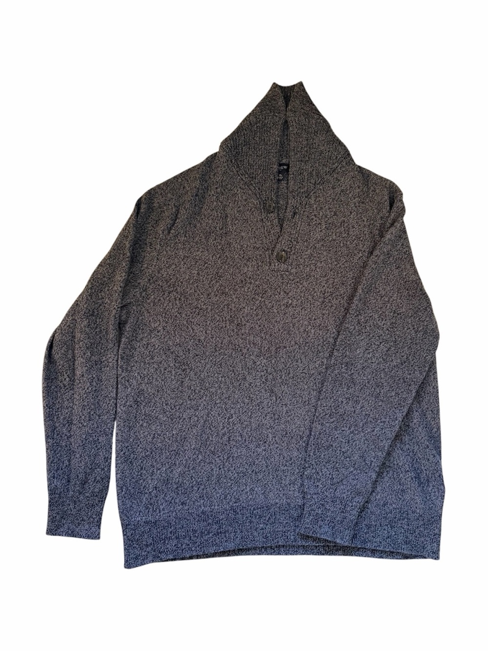 Men's J Crew L Cozy LambsWool Blend Cowel Neck Half Button Navy Blue Sweater